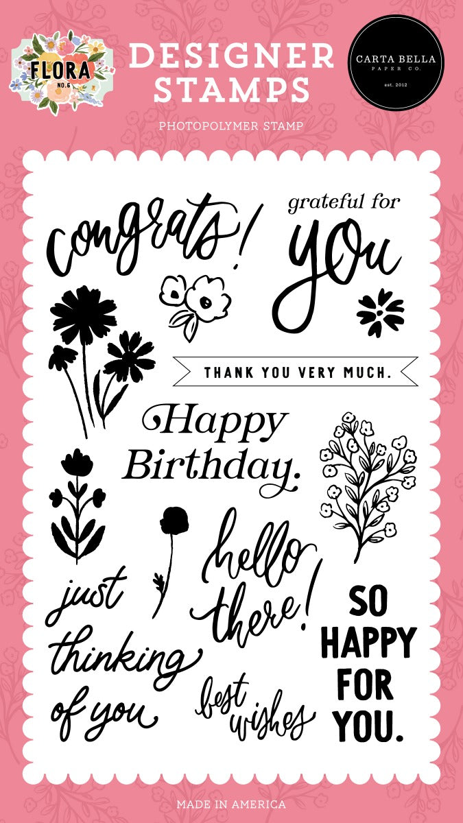 Grateful For You Clear Stamps – Flora No. 6 – Carta Bella Paper Online Sale