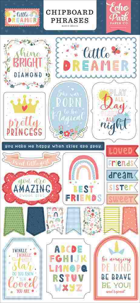 Little Dreamer Girl Chipboard Phrases – Echo Park* Online Hot Sale