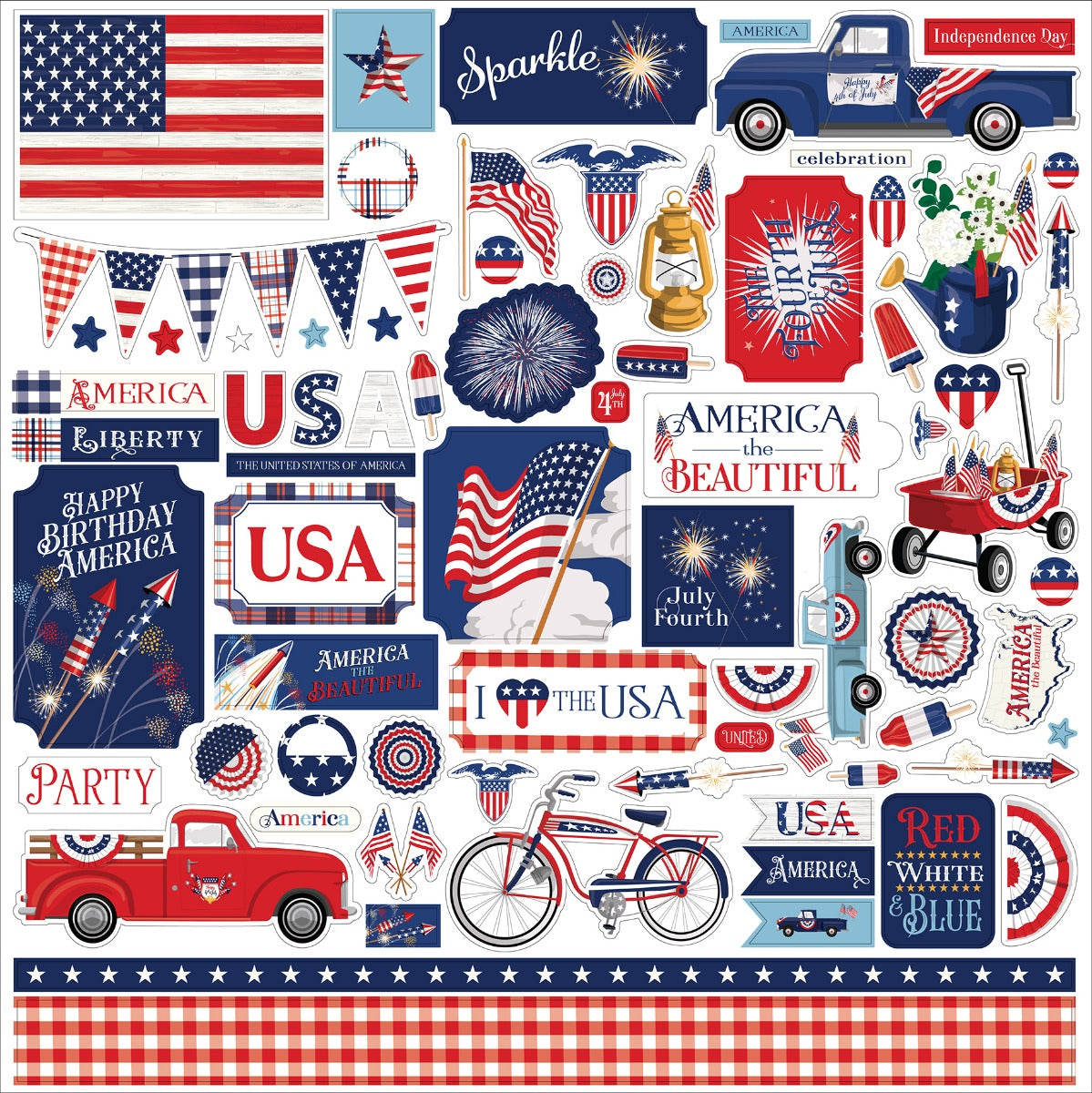 Element Sticker Sheet – Steven Duncan – Fourth Of July – Carta Bella Paper Sale