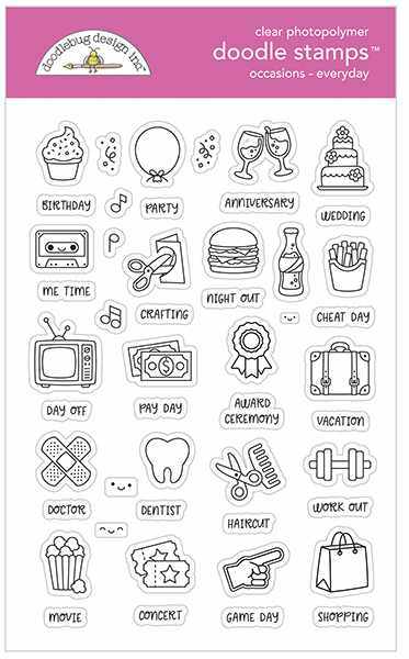 Everyday Occasions Doodle Stamps – Calendar Stamps – Doodlebug Sale