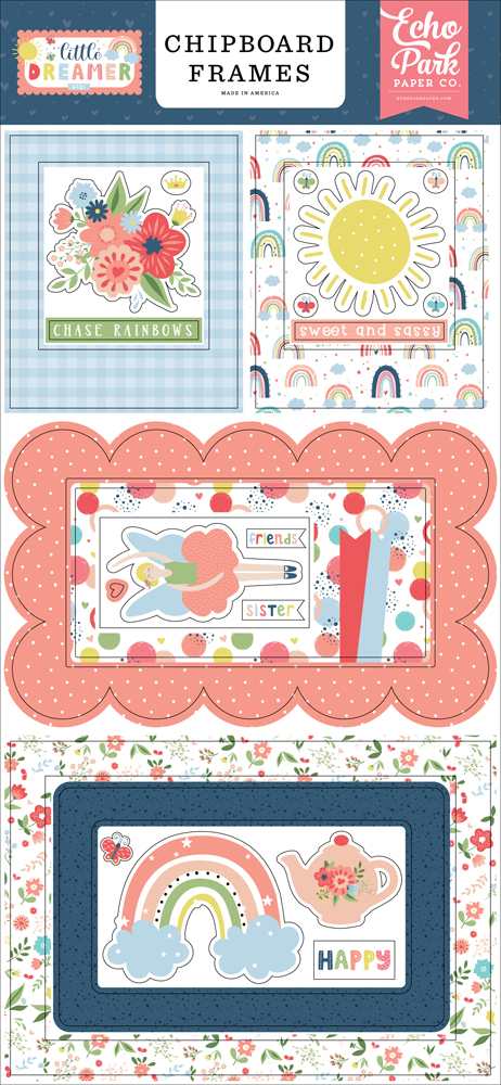 Little Dreamer Girl Chipboard Frames – Echo Park Online