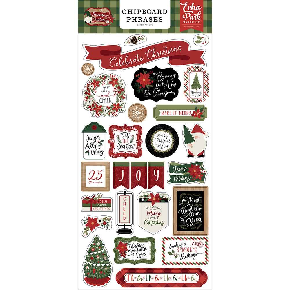 Gnome For Christmas Chipboard Phrases – Echo Park Discount