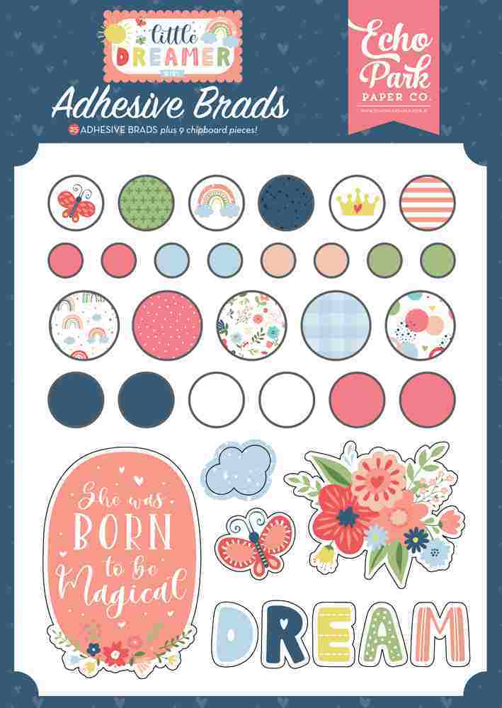 Little Dreamer Girl Adhesive Brads – Echo Park* Fashion