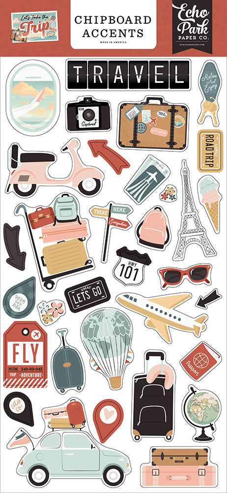 Let’s Take The Trip 6″ x 13″ Chipboard Accent – Echo Park on Sale