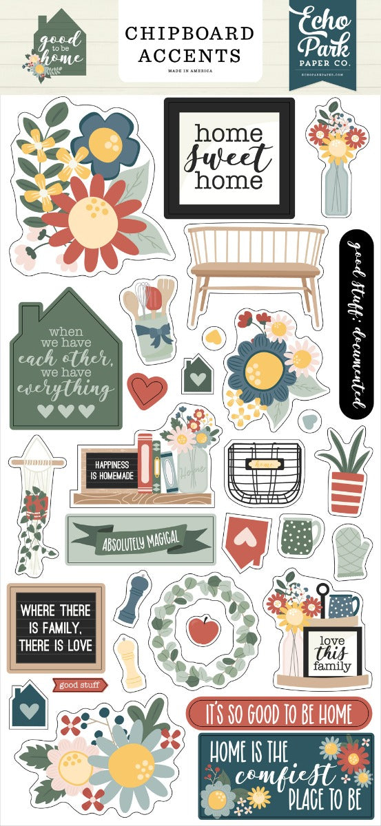 Good To Be Home 6×13 Chipboard Accents- Echo Park Online now