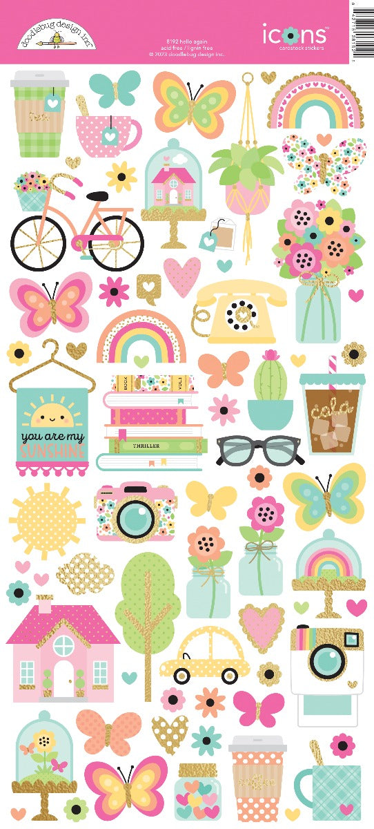 Hello Again Icons Stickers  – Doodlebug Online now