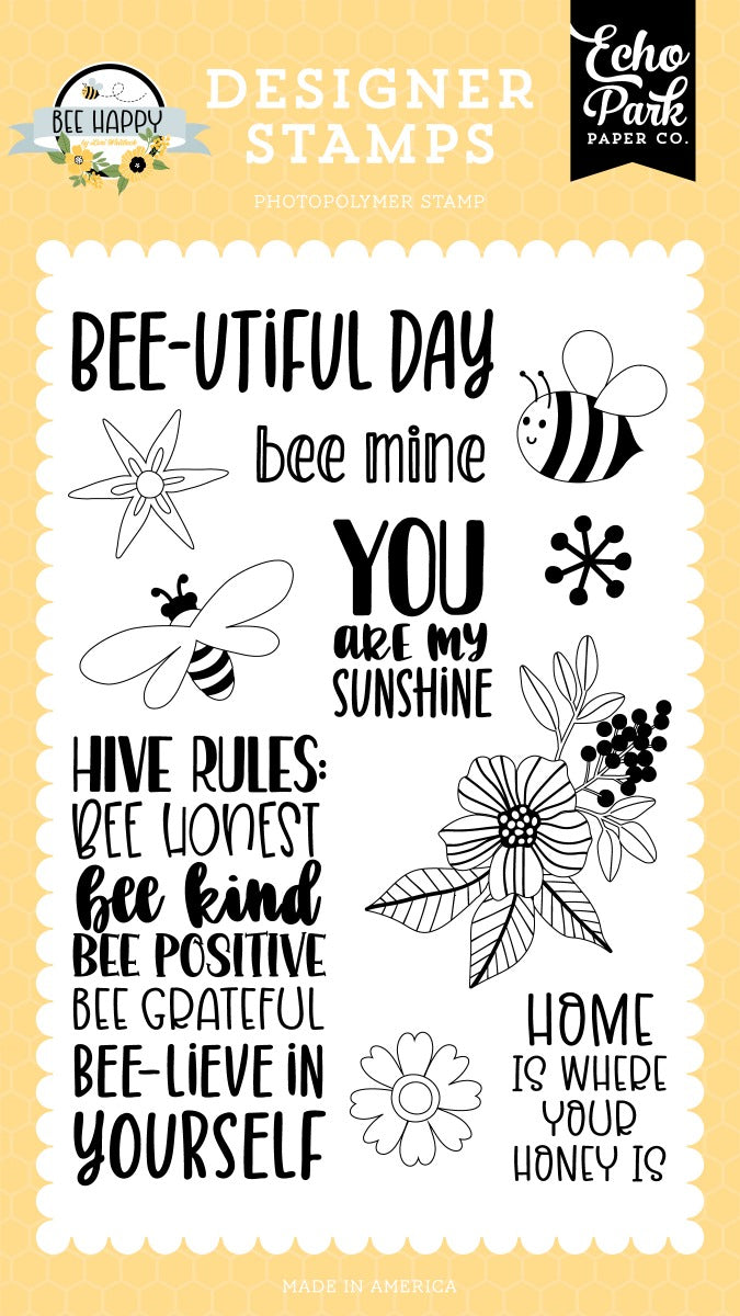 Hive Rules Stamp Set – Bee Happy Collection – Echo Park Online Sale