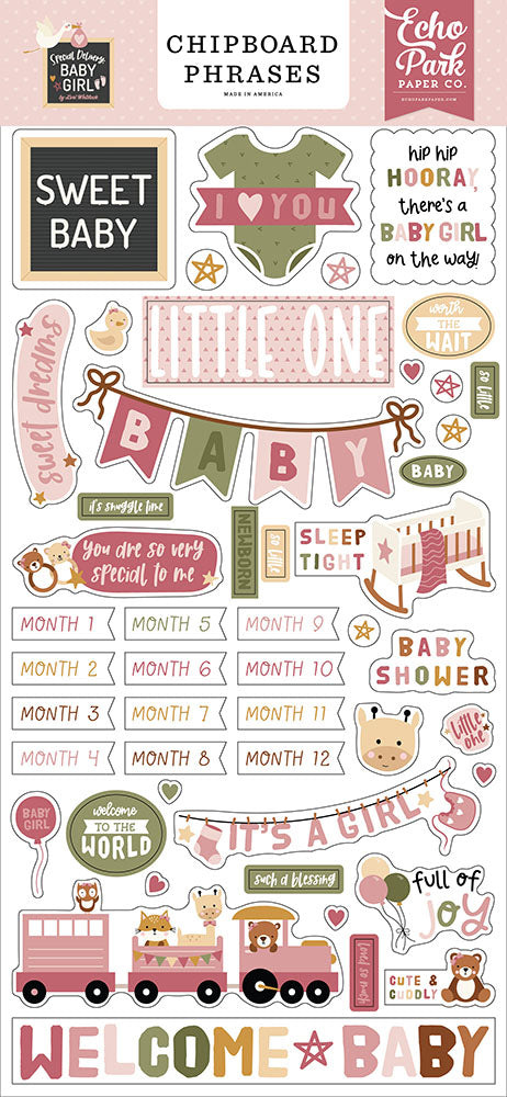Special Delivery Baby Girl Chipboard Phrases – Echo Park Hot on Sale