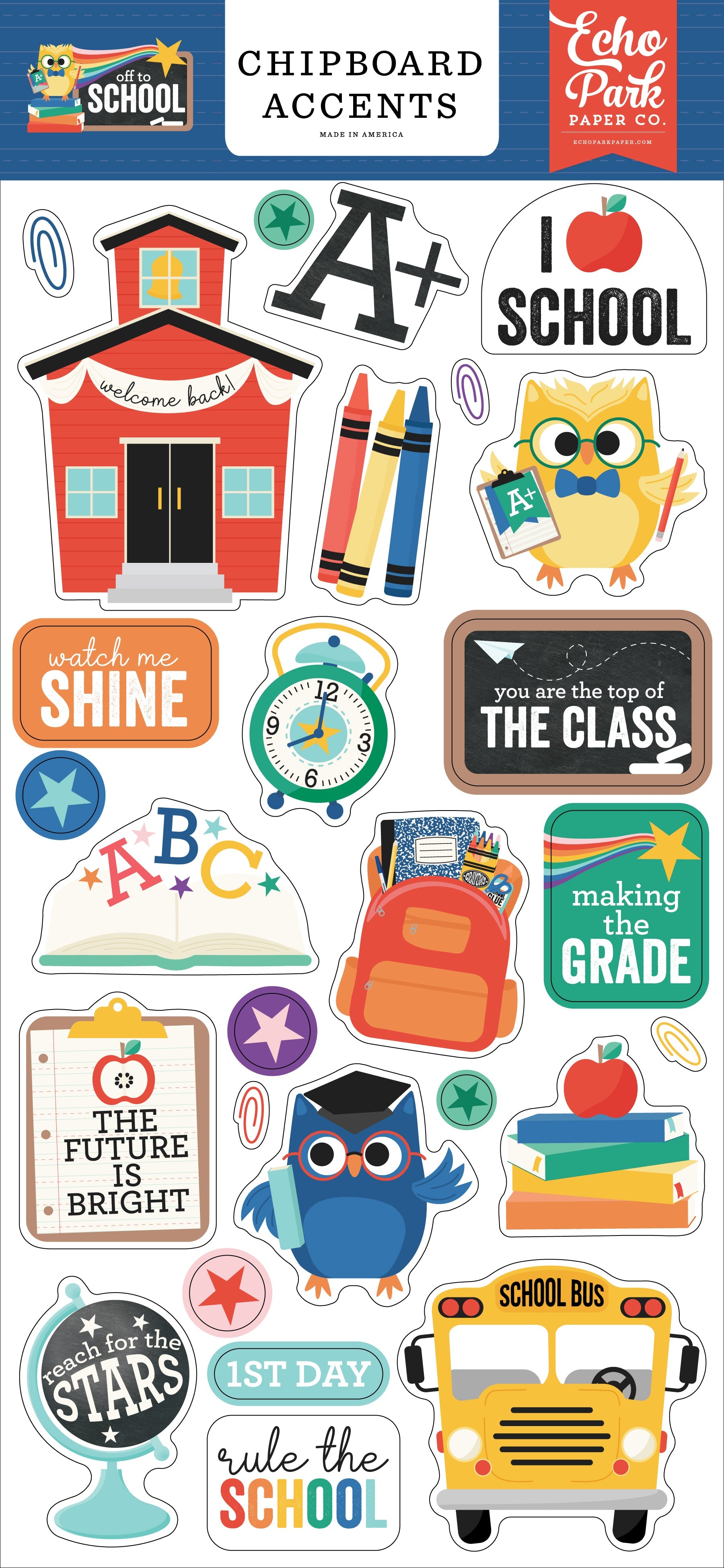 Off To School 6″ x 13″ Chipboard Accents – Echo Park Online Sale