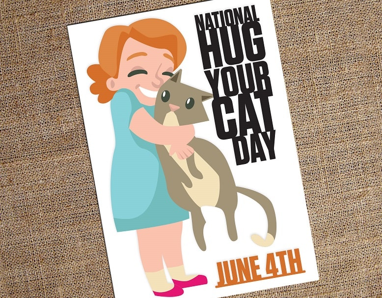 National Hug Your Cat Day Card SVG Image File Download for Craft Projects on Sale