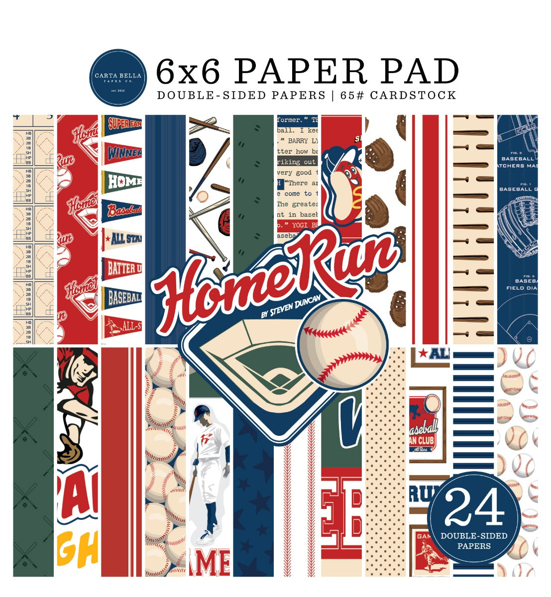 Paper Pad, 6×6 – Steven Duncan – Home Run Collection – Echo Park Hot on Sale