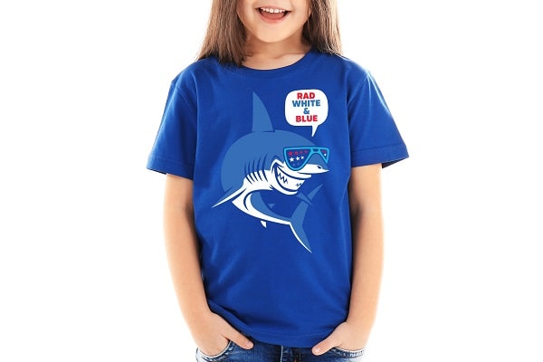 Patriotic Shark T-Shirt for Kids SVG Image File Download for Independence Day Projects Supply