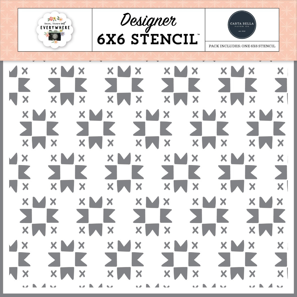 Quilted Pattern Stencil, 6×6 – Here, There, and Everywhere – Carta Bella Paper Discount
