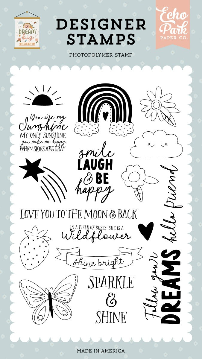 She Is A Wildflower Stamp Set – Dream Big Little Girl – Echo Park Sale