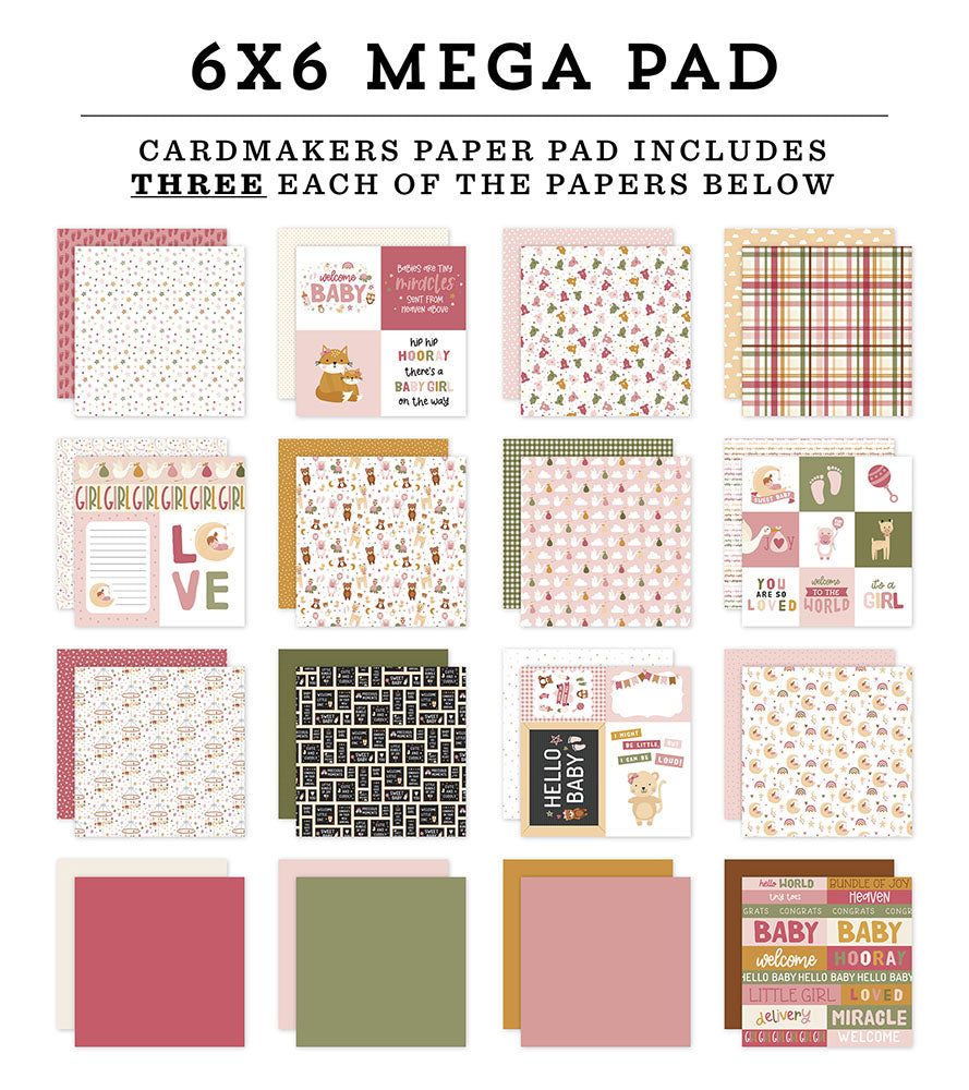 Special Delivery Baby Girl Cardmakers 6″ x 6” Mega Pad – Echo Park Fashion