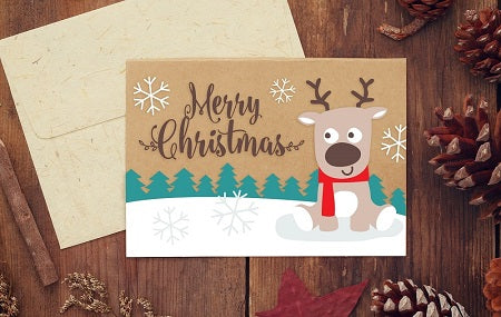 Merry Christmas Reindeer Card SVG Image File Download for Christmas Projects on Sale