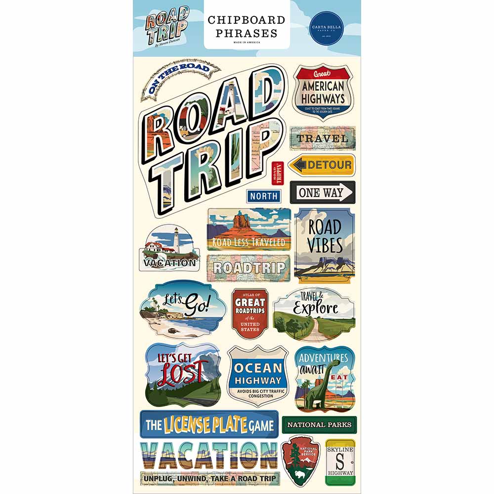 Road Trip Chipboard Phrases – Carta Bella Online Hot Sale