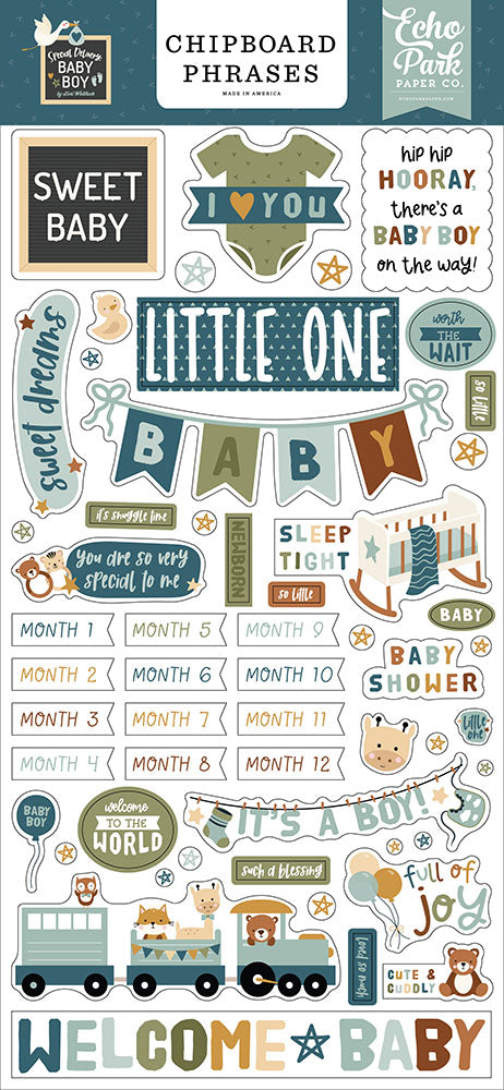 Special Delivery Baby Boy Chipboard Phrases – Echo Park Fashion