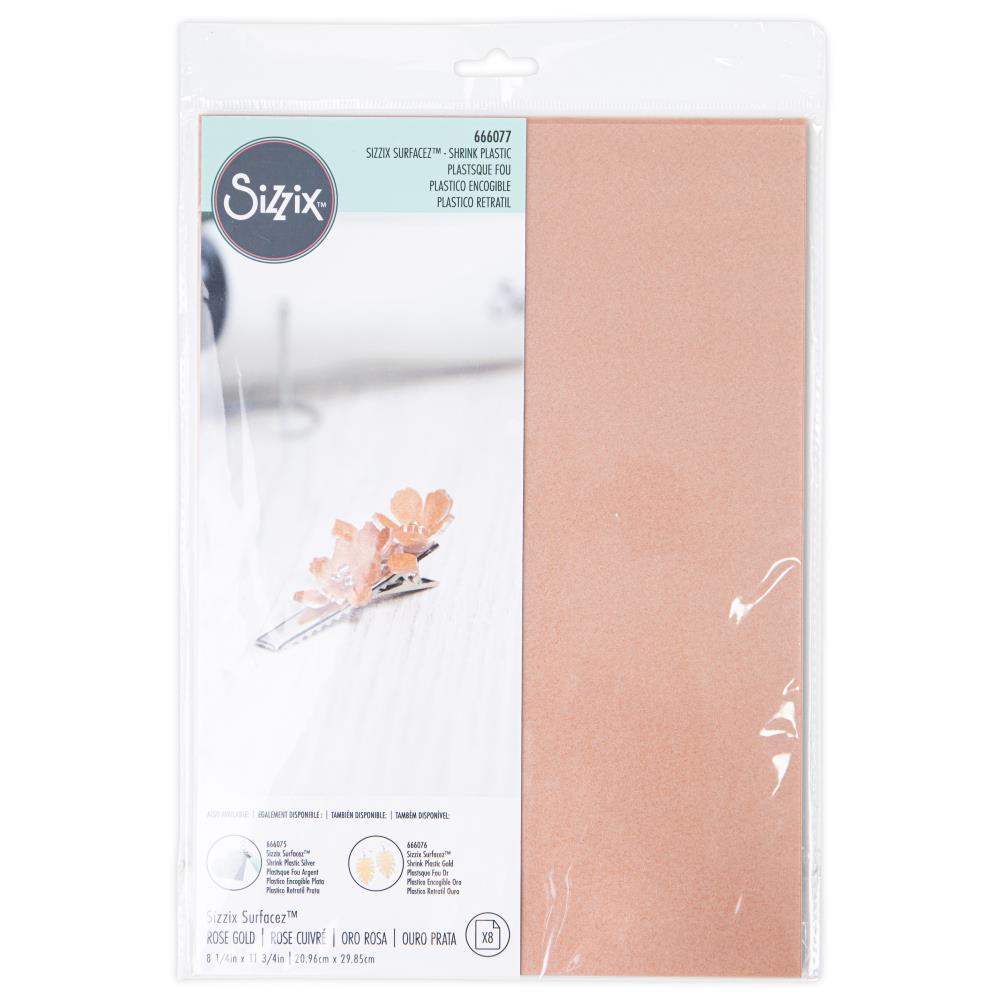 Metallic Shrink Plastic  8 1/4″ x 11 3/4″ Rose Gold Surfacez  – Sizzix Supply