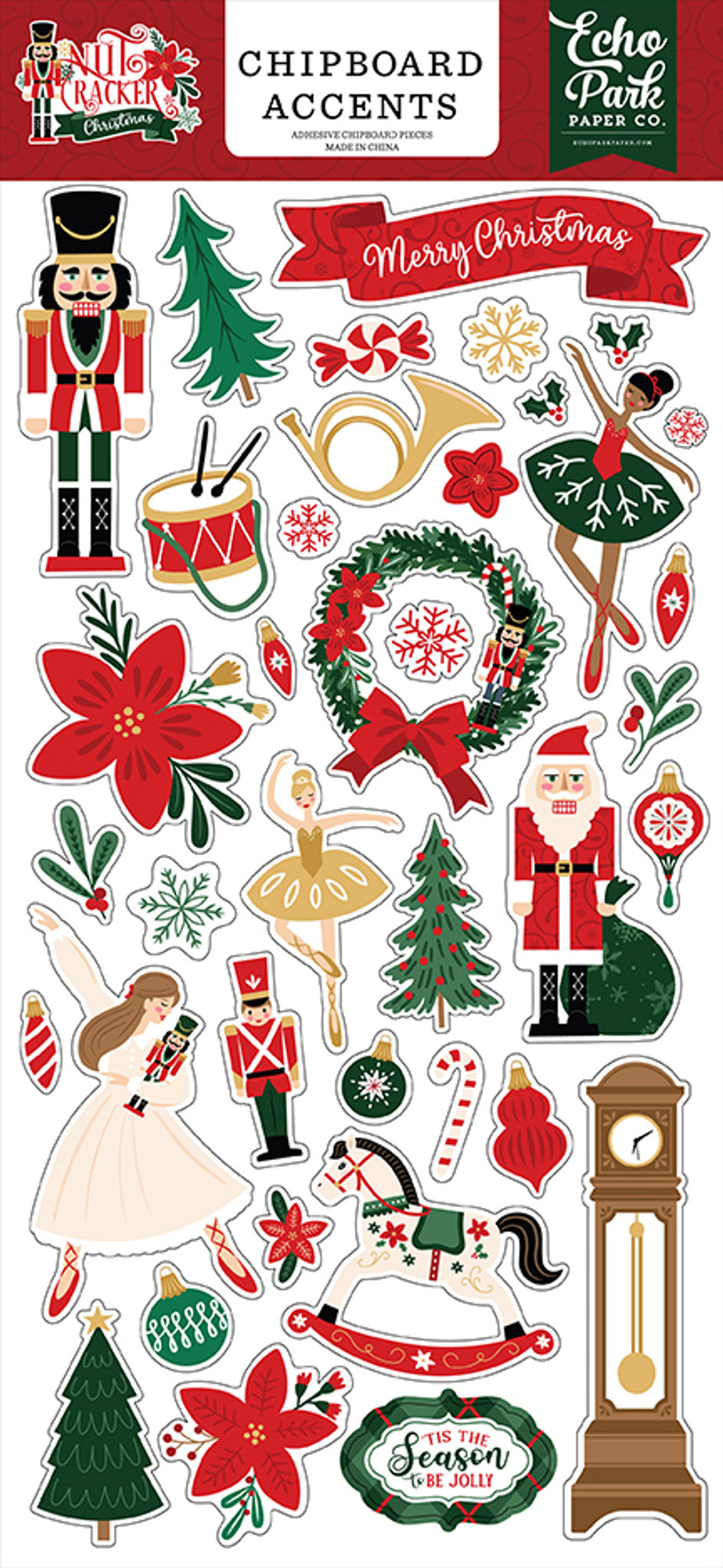 Nutcracker Christmas 6″ x 13″ Chipboard Accents – Echo Park Supply