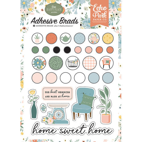 Our Happy Place Adhesive Brads – Echo Park Sale