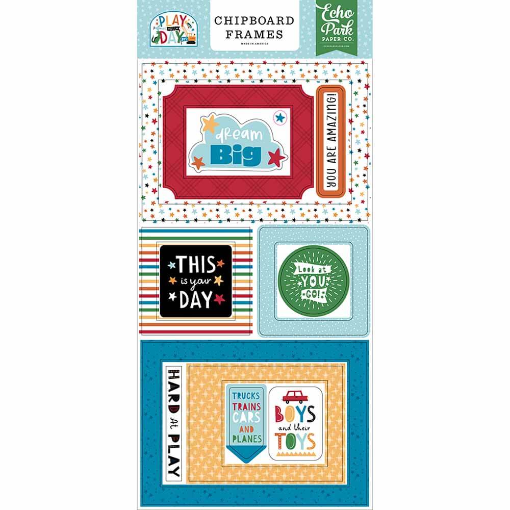 Play All Day Boy Chipboard Frames – Echo Park Online Sale