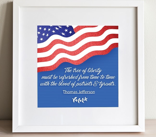 Patriotic Quote by Thomas Jefferson SVG Image File Download for Patriotic Projects Supply