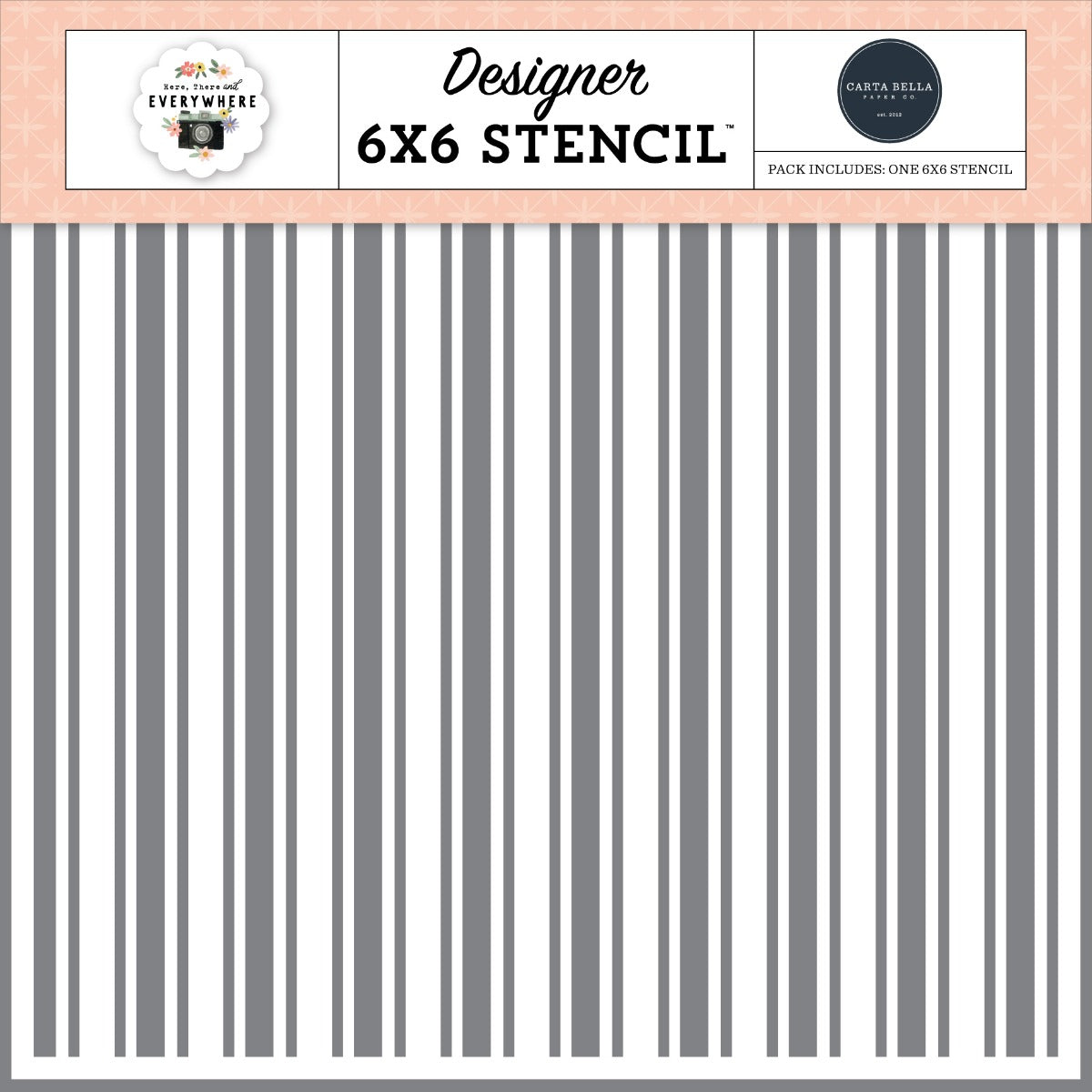 Our Story Stripes Stencil, 6×6 – Here, There, and Everywhere – Carta Bella Paper Discount