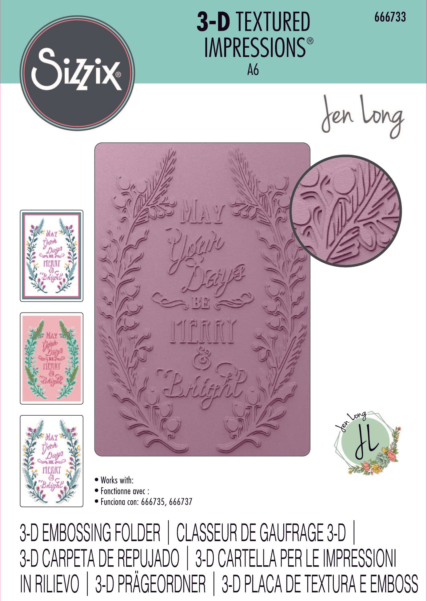Merry & Bright 3-D Textured Impressions Embossing Folder by Jen Long – Sizzix Supply