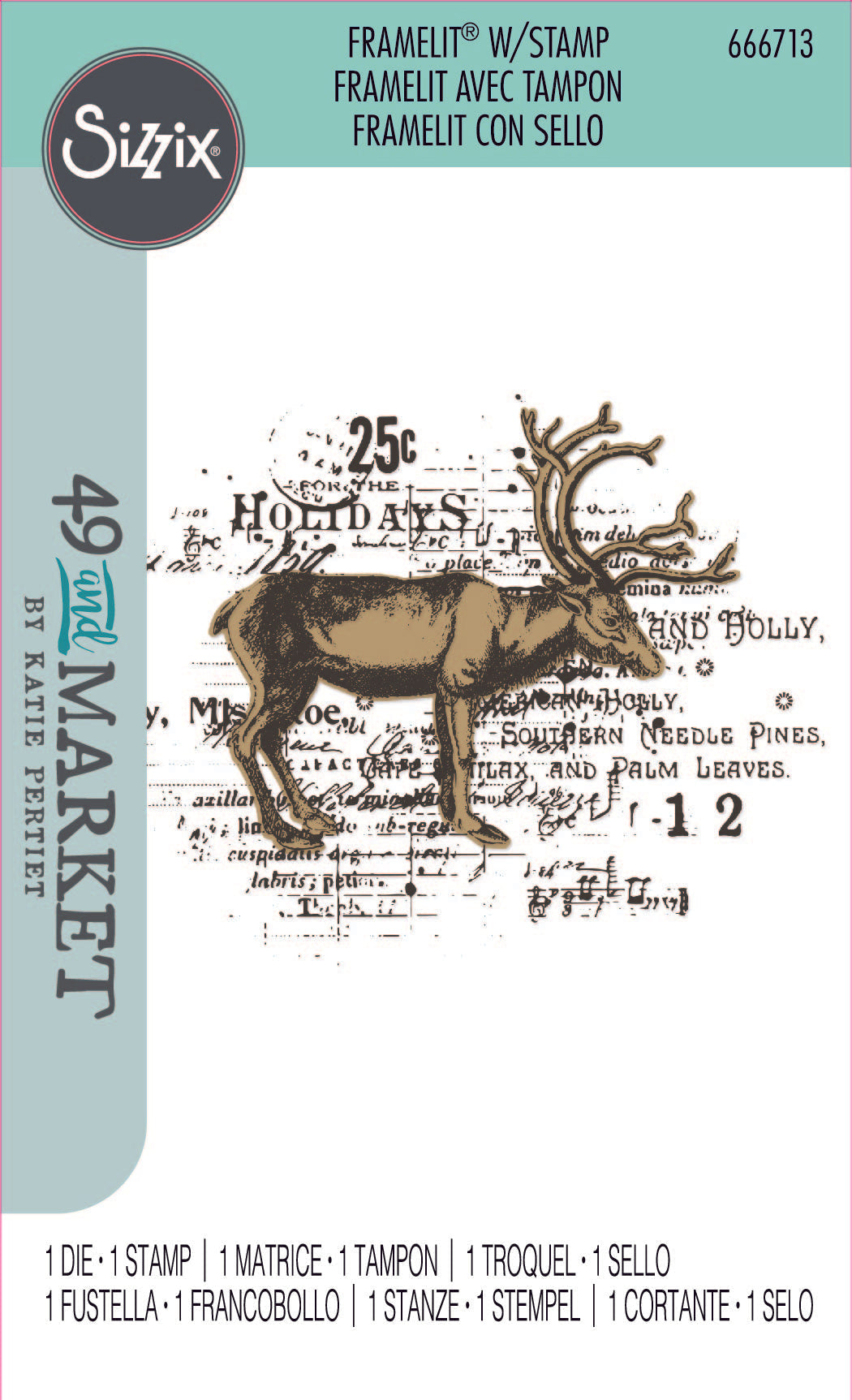 Reindeer Mix Cluster Framelits Die w/ Clear Stamps – 49 and Market – Sizzix Fashion