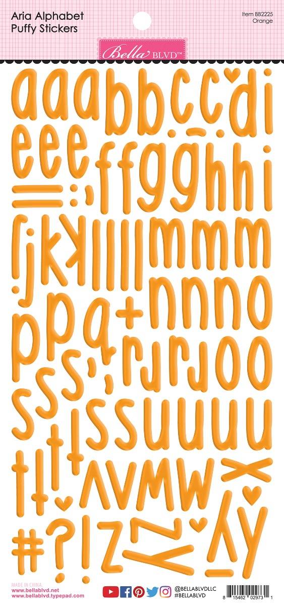 Orange Aria Alpha Puffy Stickers – Bella Besties – Bella Blvd on Sale