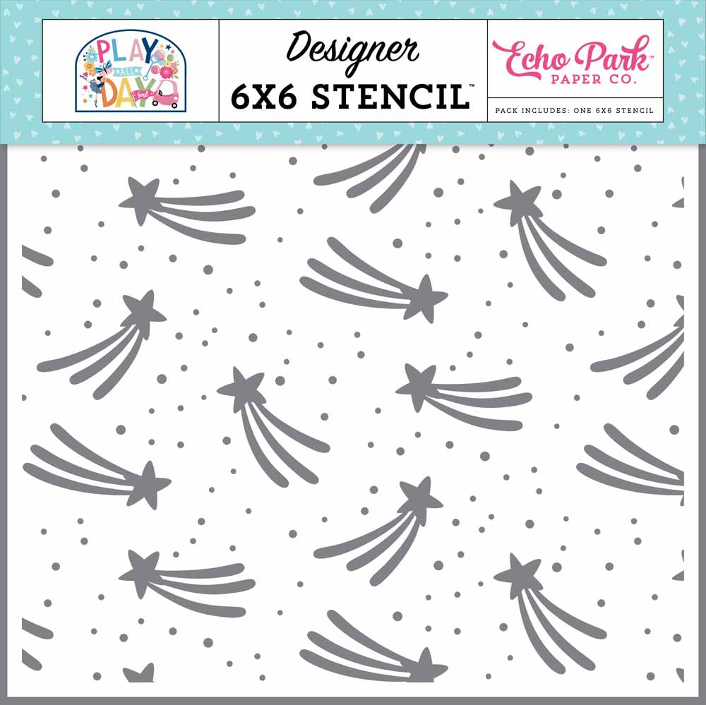 Shooting Stars Stencil – Play All Day Girl – Echo Park Supply