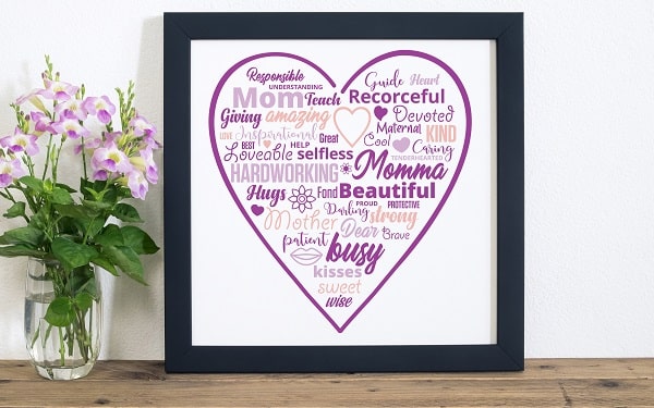 Mother’s Day Word Cloud SVG Image File Download for Mother’s Day Projects on Sale