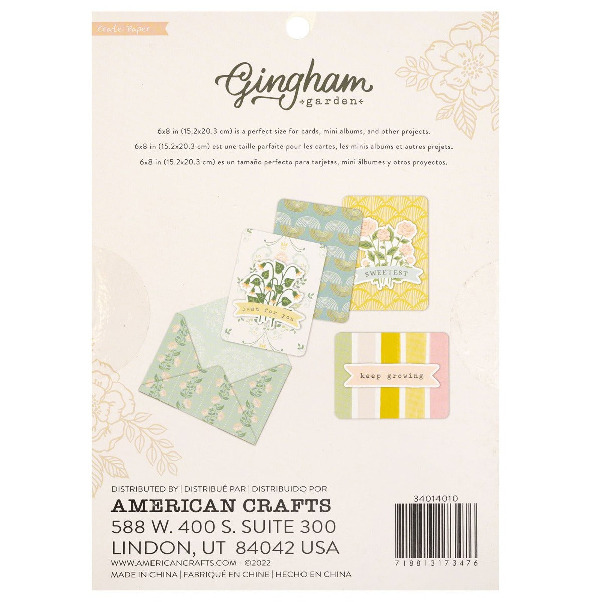 Paper Pad with Gold Foil Accent, 6×8 – Gingham Garden Collection – Crate Paper Hot on Sale