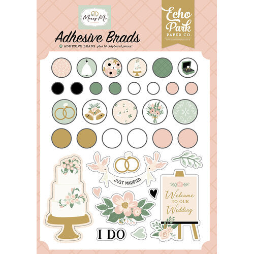 Marry Me Adhesive Brads – Echo Park Online now