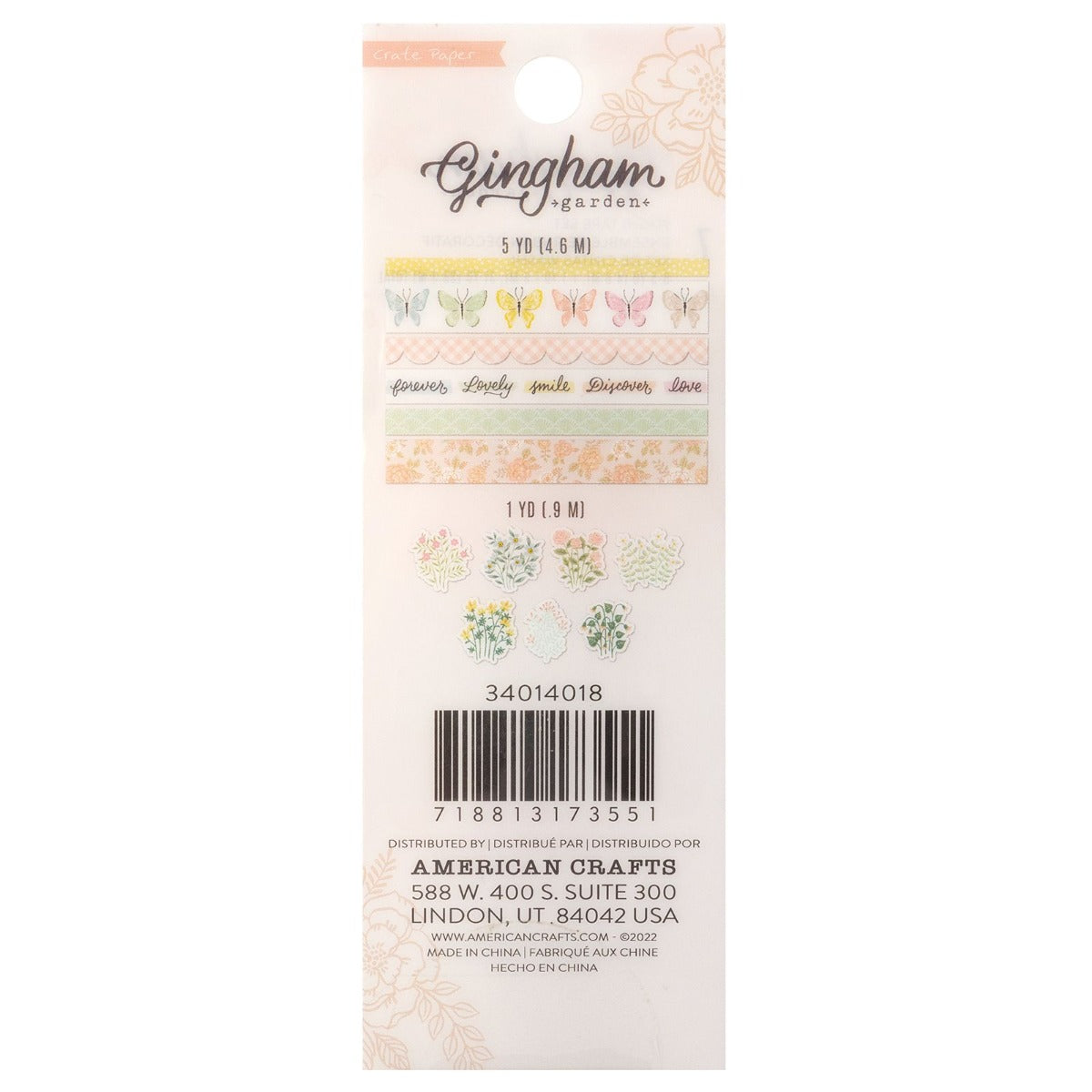Washi Tape, 7pc – Gingham Garden Collection – Crate Paper Fashion