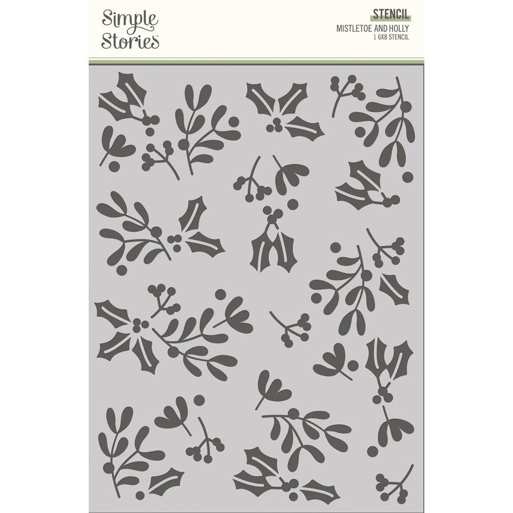 The Holiday Life – 6×8 Stencil – Mistletoe and Holly – Simple Stories on Sale