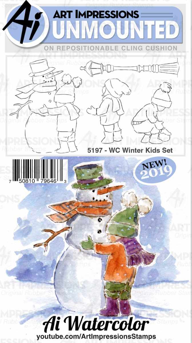 Winter Kids Set Watercolor Cling Cushion Rubber Stamps – Art Impressions Online Hot Sale