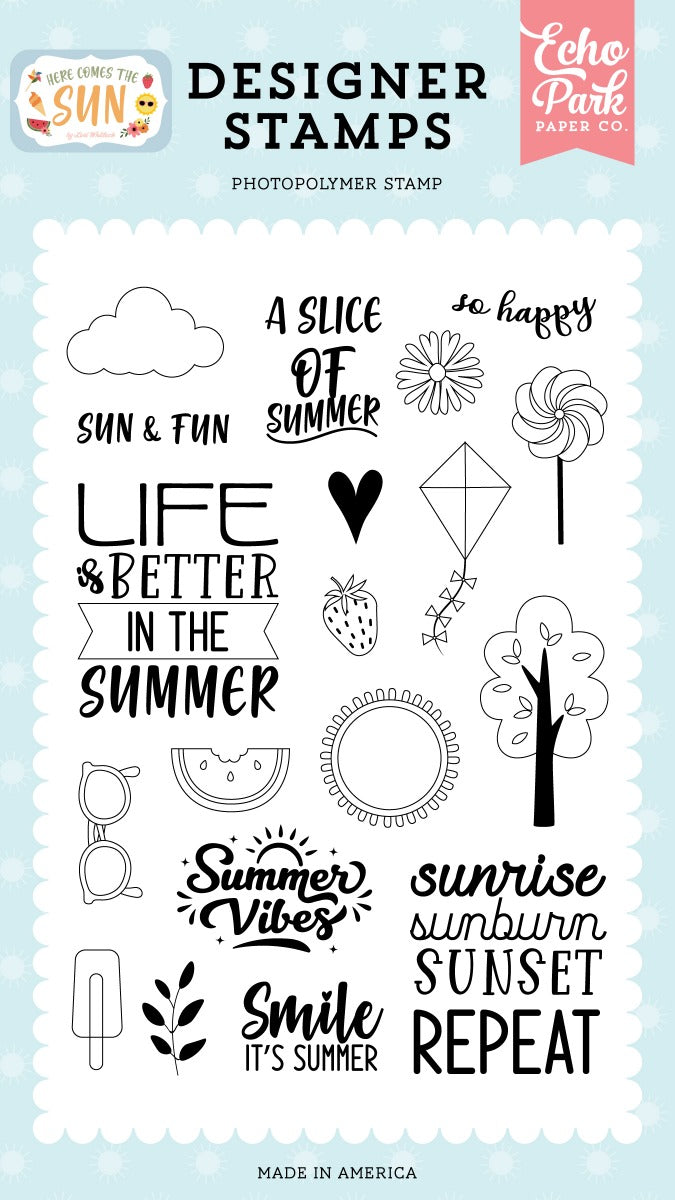 Sun and Fun Stamp Set – Here Comes the Sun Collection – Echo Park Hot on Sale