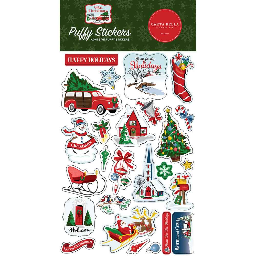 White Christmas Puffy Stickers – Carta Bella Fashion