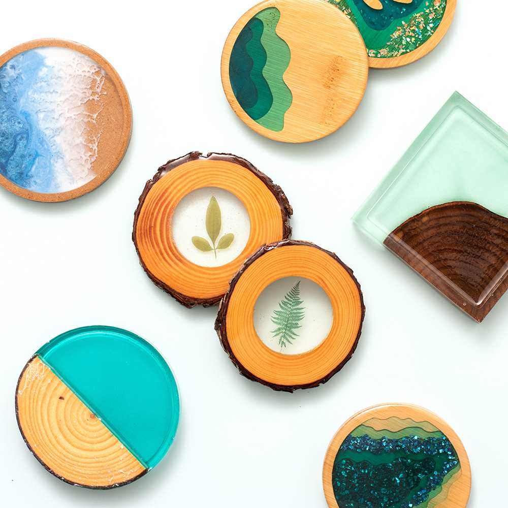 Wood Slice Coasters – Color Pour Resin – American Crafts Supply