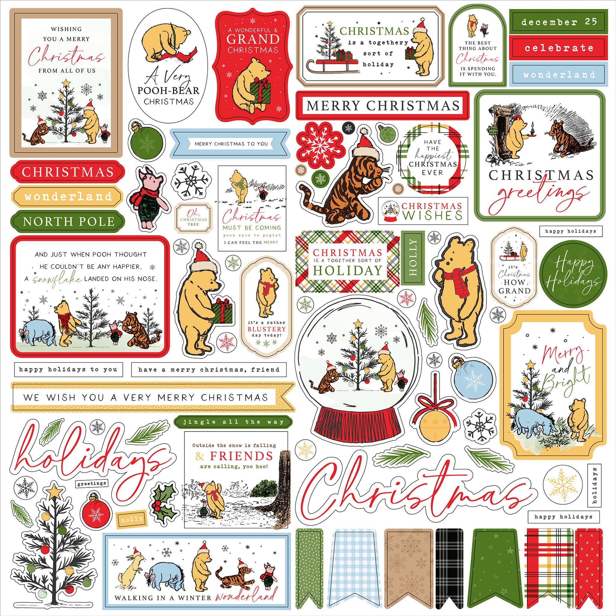 Winnie The Pooh Christmas Element Stickers – Echo Park Online