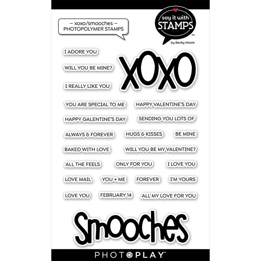 XOXO Smooches photopolymer stamps – Say It With Stamps Collection – PhotoPlay Online Sale