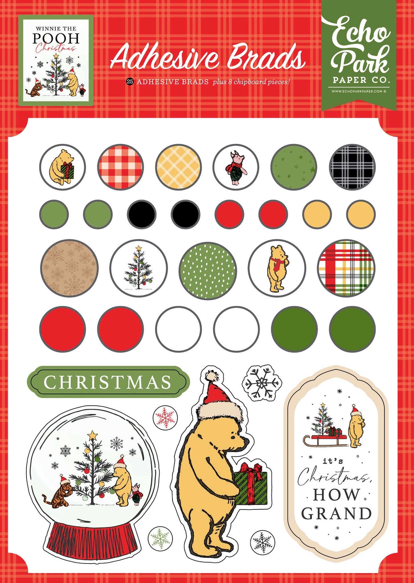 Winnie The Pooh Christmas Adhesive Brads – Echo Park Online Sale