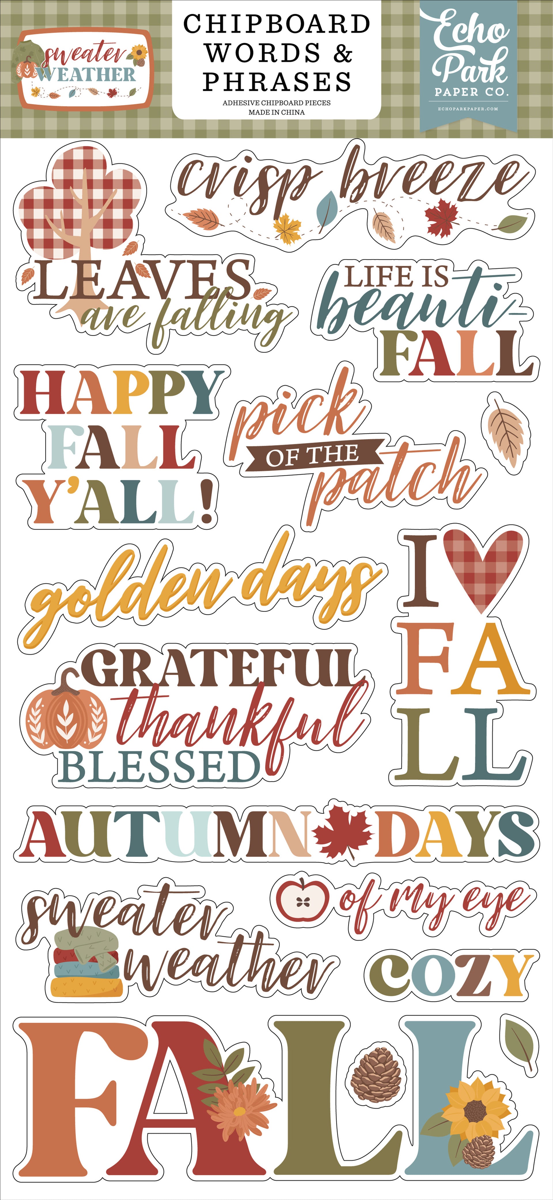 Sweater Weather 6″ x 13″ Chipboard Word & Phrases – Echo Park Online now
