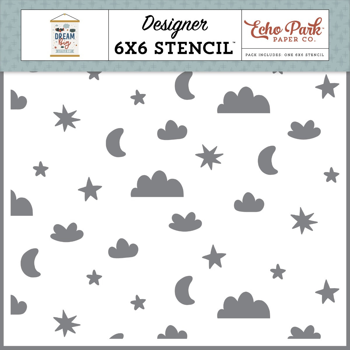 To The Moon And Back Stencil, 6×6 – Dream Big Little Boy – Echo Park Sale