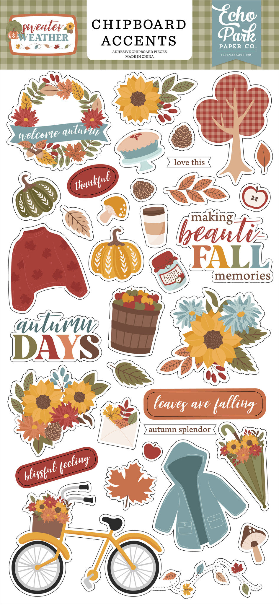 Sweater Weather 6″ x 13″ Chipboard Accents – Echo Park Fashion