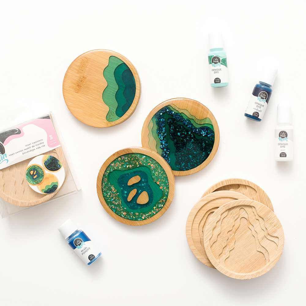 Wood River Coasters – Color Pour Resin – American Crafts Online