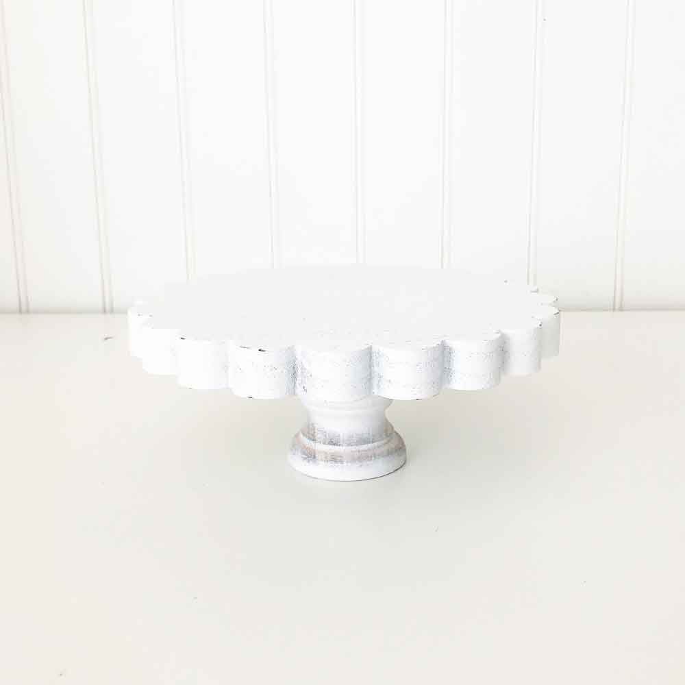 White Scalloped Stand – Trays and Stands – Foundations Decor Online