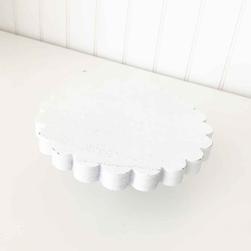 White Scalloped Stand – Trays and Stands – Foundations Decor Online